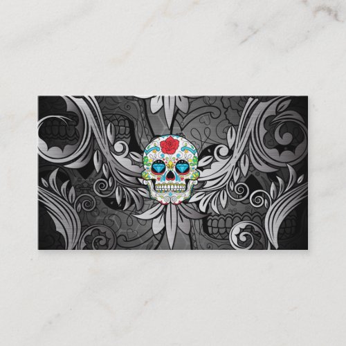 Sugar Skull Tattoo Parlor Business Card
