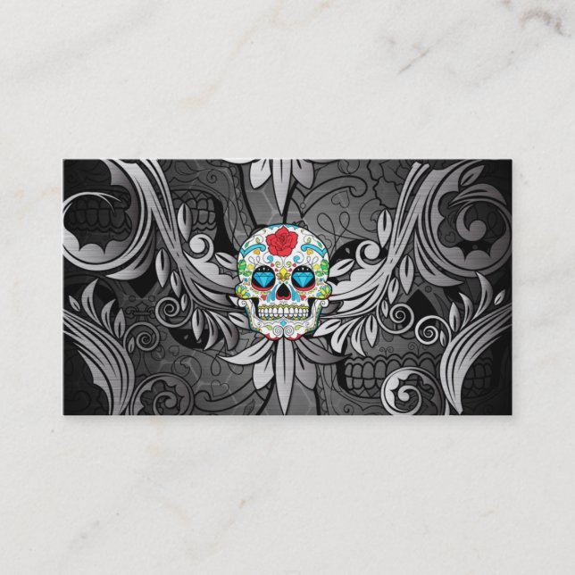 Sugar Skull Tattoo Parlor Business Card (Front)