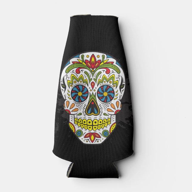 Sugar Skull Tattoo Skull Can or Bottle Cooler (Front)