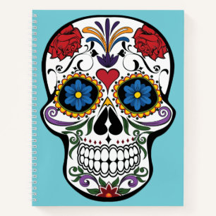 Sugar Skull Teal-Day of The Dead Sketchbook Notebook