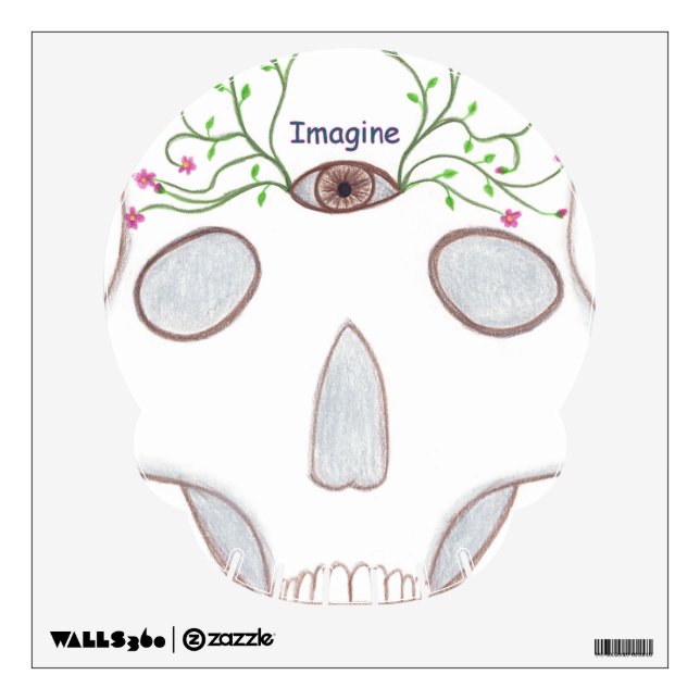 Sugar Skull, Third Eye, Flower Buds Wall Decals (Front)