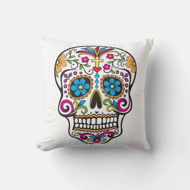 Sugar Skull Throw Pillow (Front)