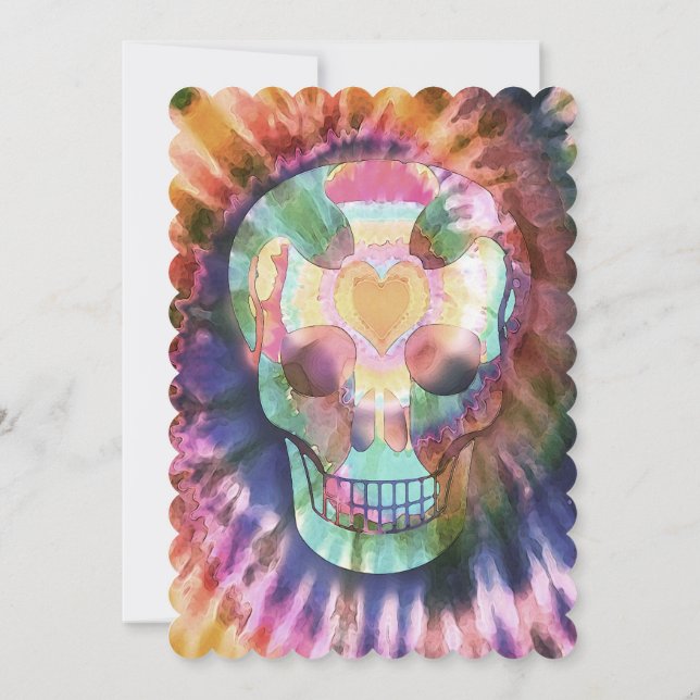 Sugar skull tie die colors beauty from within invitation (Back)