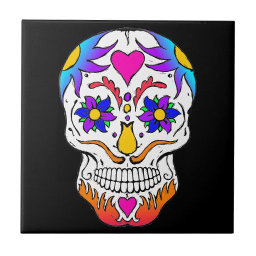 Sugar Skull Ceramic Tile