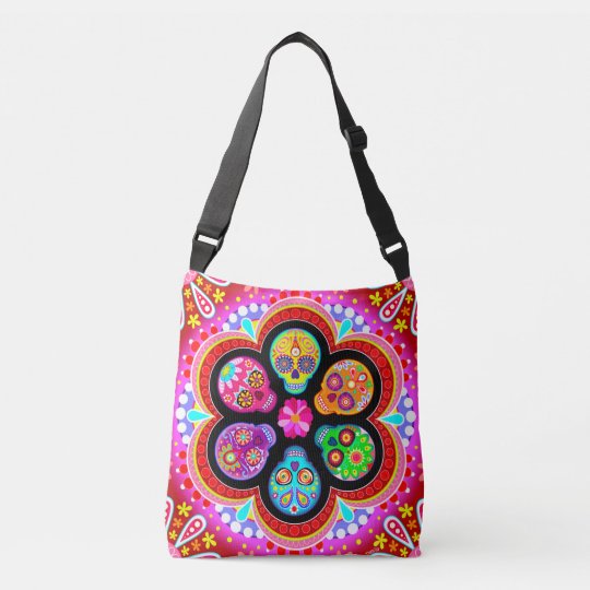 Sugar Skull Tote Bag Cross Body Zazzle Sugar Skull Tote Bag Cross Body