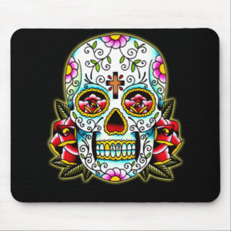 Sugar Skull w/ flowers Mouse Pad
