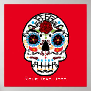 Sugar Skull Watercolor Mexican Wall Art Print