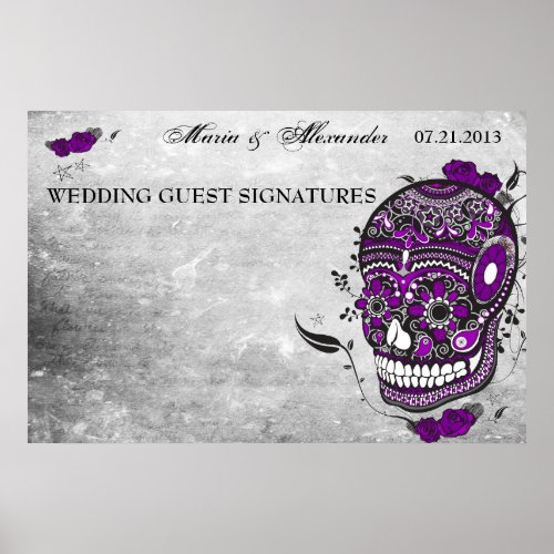 Sugar Skull Wedding Guest Signature Poster