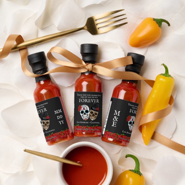 Sugar Skull Wedding Hot Sauce Favor (Wedding)