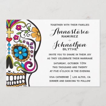 Sugar Skull Wedding Invitation by wicked_stationery at Zazzle
