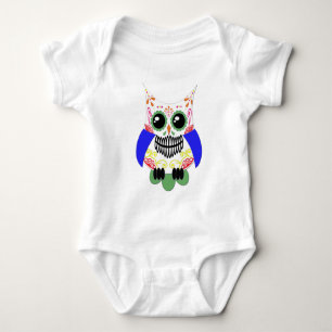 Sugar Skull White Multi Owl Baby Bodysuit