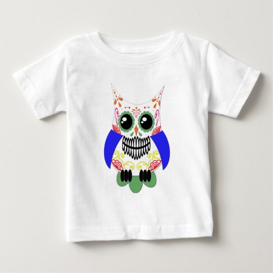 Sugar Skull White Multi Owl Baby T-Shirt