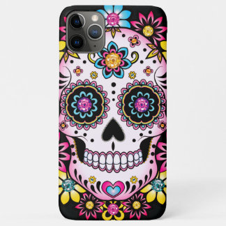 Sugar Skull with Colorful Flowers iPhone 11 Pro Max Case