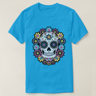 Sugar Skull with Colorful Flowers T-Shirt