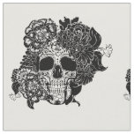Sugar skull with flowers in black and white fabric
