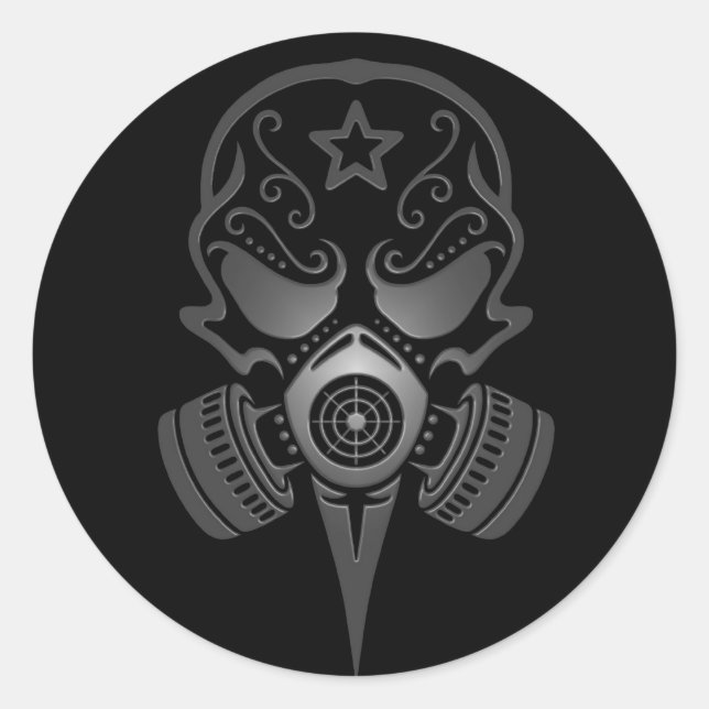 Sugar Skull with Gas Mask Classic Round Sticker (Front)