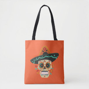Sugar Skull with Hat Dia de Muertos Tote Bag