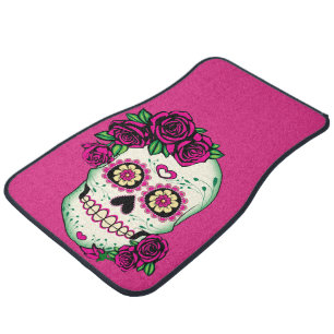 Sugar Skull with Roses Car Floor Mat