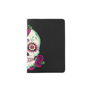 Sugar Skull with Roses Passport Holder