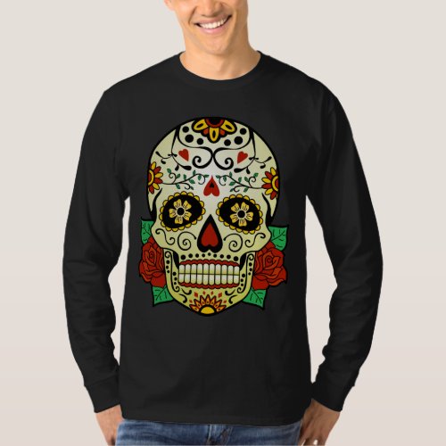 Sugar Skull with Roses T_Shirt