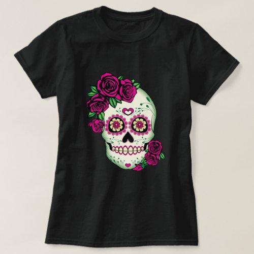 Sugar Skull with Roses T_Shirt