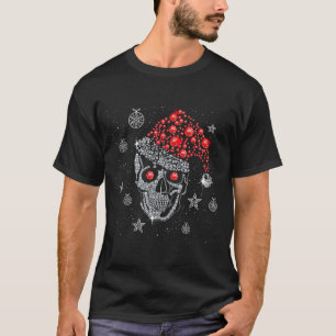 Sugar Skull With Santa Hat Tee Christmas Pajama Xm