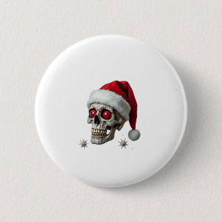 Sugar Skull with Santa Hat Tee Christmas Pajama Xm Button