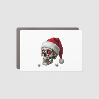 Sugar Skull with Santa Hat Tee Christmas Pajama Xm Car Magnet