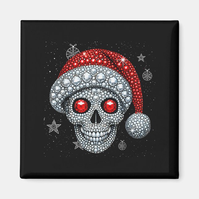 Sugar Skull With Santa Hat Tee Christmas Pajama Xm Magnet (Front)