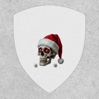 Sugar Skull with Santa Hat Tee Christmas Pajama Xm Patch