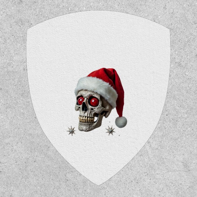 Sugar Skull with Santa Hat Tee Christmas Pajama Xm Patch (Front)