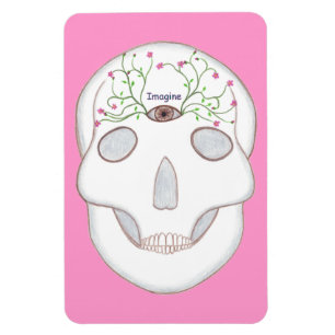 Sugar Skull with Third Eye, Flower Buds Magnets