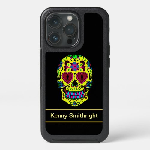 Sugar skull with yellow blue and purple colors Ott iPhone 13 Pro Case