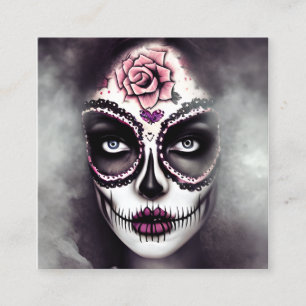 Sugar Skull Woman Dark Grunge Gothic Steampunk Smo Square Business Card