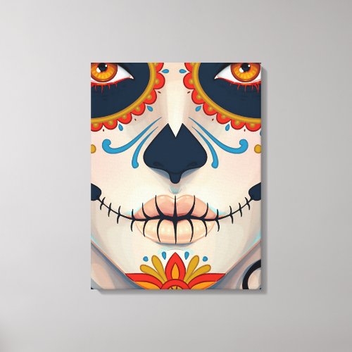 Sugar Skull Woman Funky Canvas Print