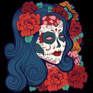 Rose Hair Sugar Skull Woman Gifts On Zazzle