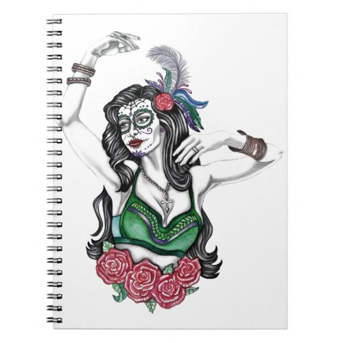 Sugar Skull Woman with Roses Notebook