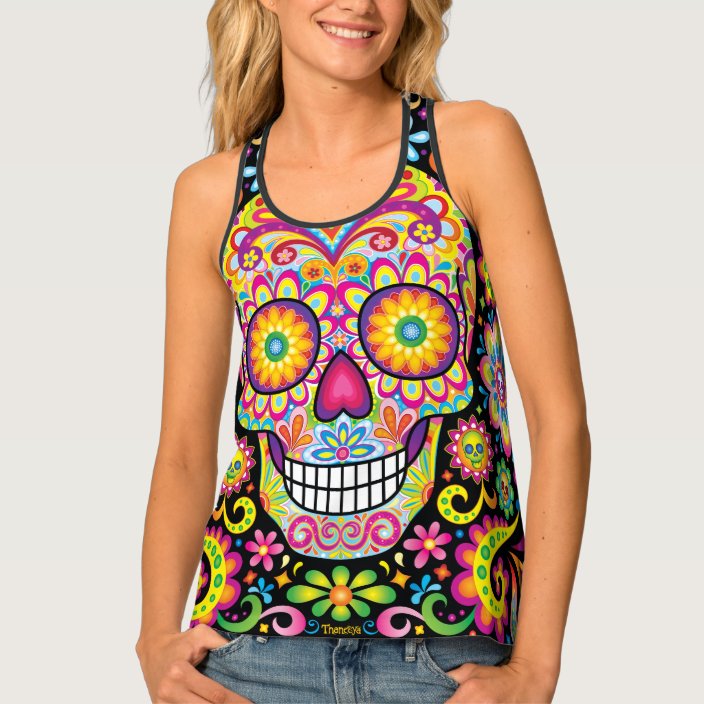 sugar skull tank top womens