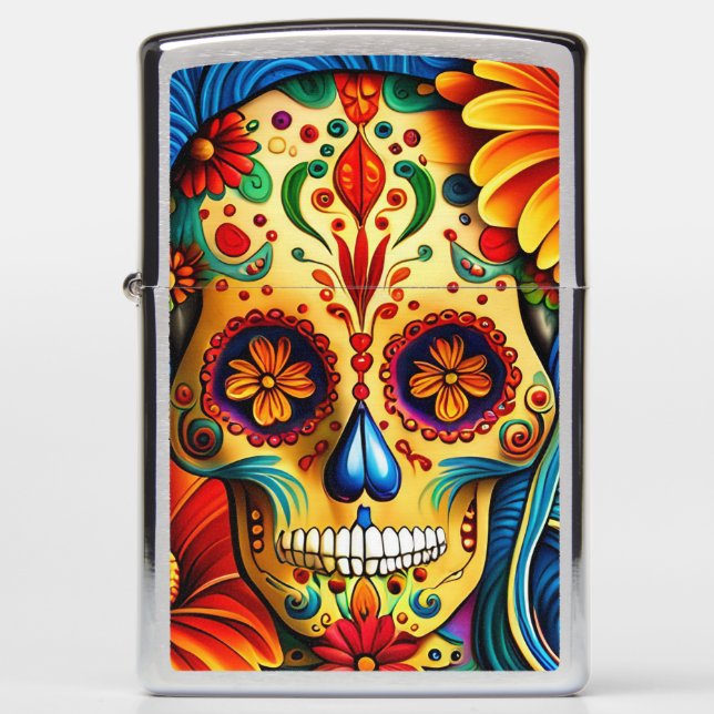 Sugar Skull Zippo Lighter (Front)