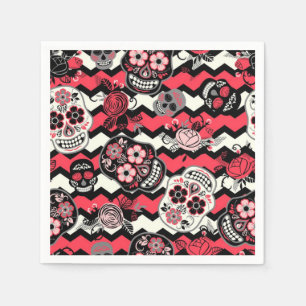 Sugar Skulls And Flowers Pattern Napkins