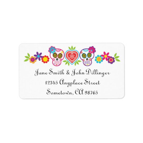 Sugar Skulls and Flowers Return Address Label