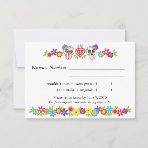 Sugar Skulls and Flowers RSVP Card
