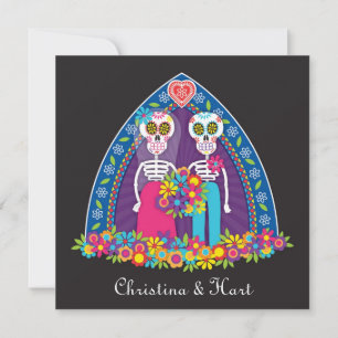 Sugar Skulls and Flowers Wedding Invitation