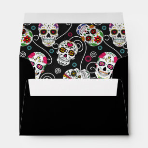 Sugar Skulls and Swirls Black ID725 Envelope