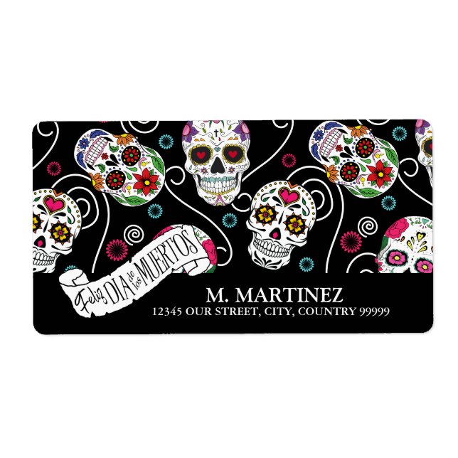 Sugar Skulls and Swirls Black ID725 Label (Front)