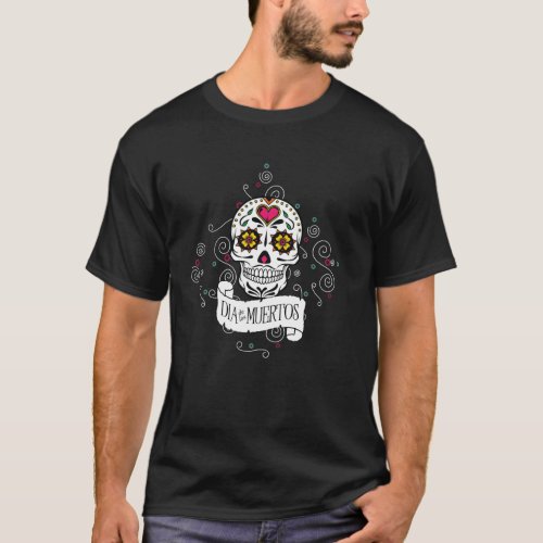 Sugar Skulls and Swirls Black ID725 T_Shirt