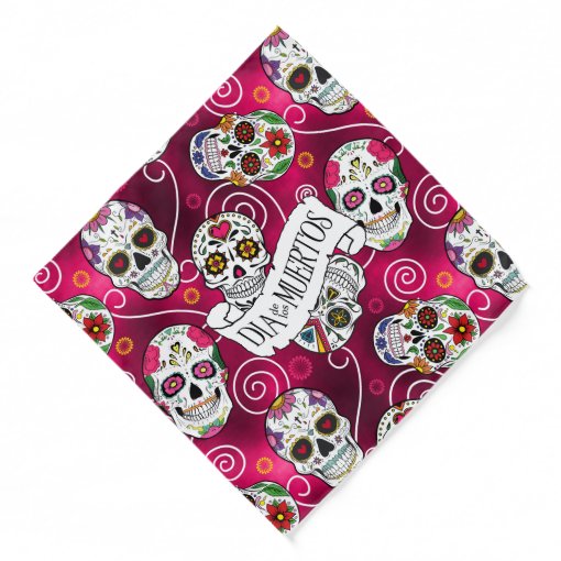 Sugar Skulls And Swirls Rose Red Id725 Bandana Zazzle