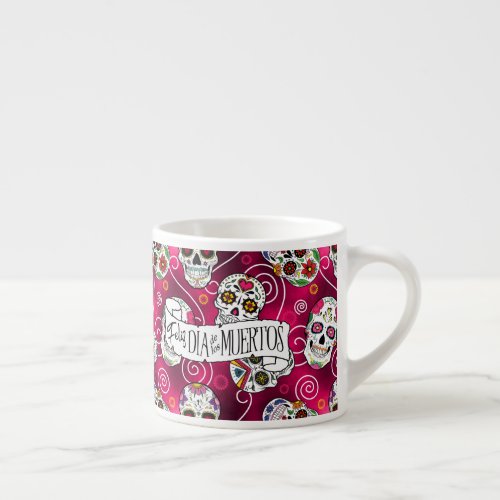 Sugar Skulls and Swirls Rose Red ID725 Espresso Cup