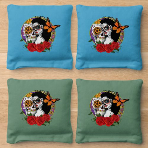 Sugar Skulls Art Nouveau Cornhole Bags