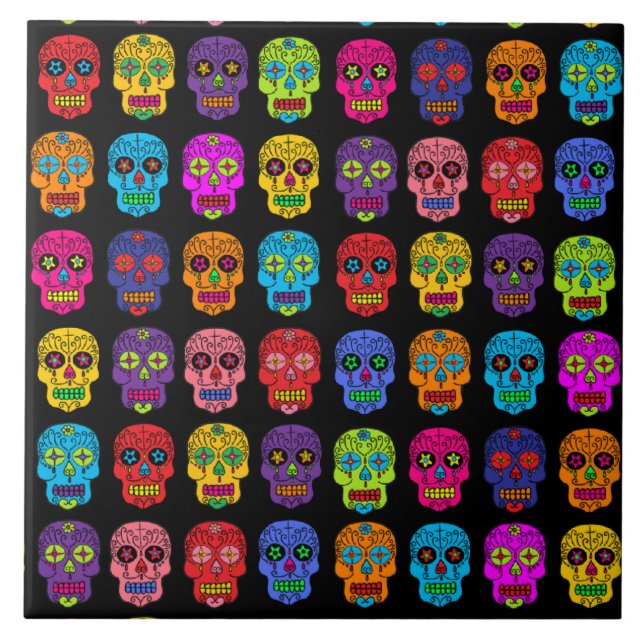 Sugar Skulls Ceramic Tile (Front)